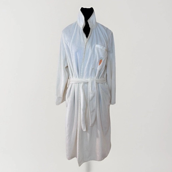 Bunnies By The Bay Robe Sz M CUDDLE ME PLUSH Womens Super Soft White Satin Trim - Picture 1 of 11